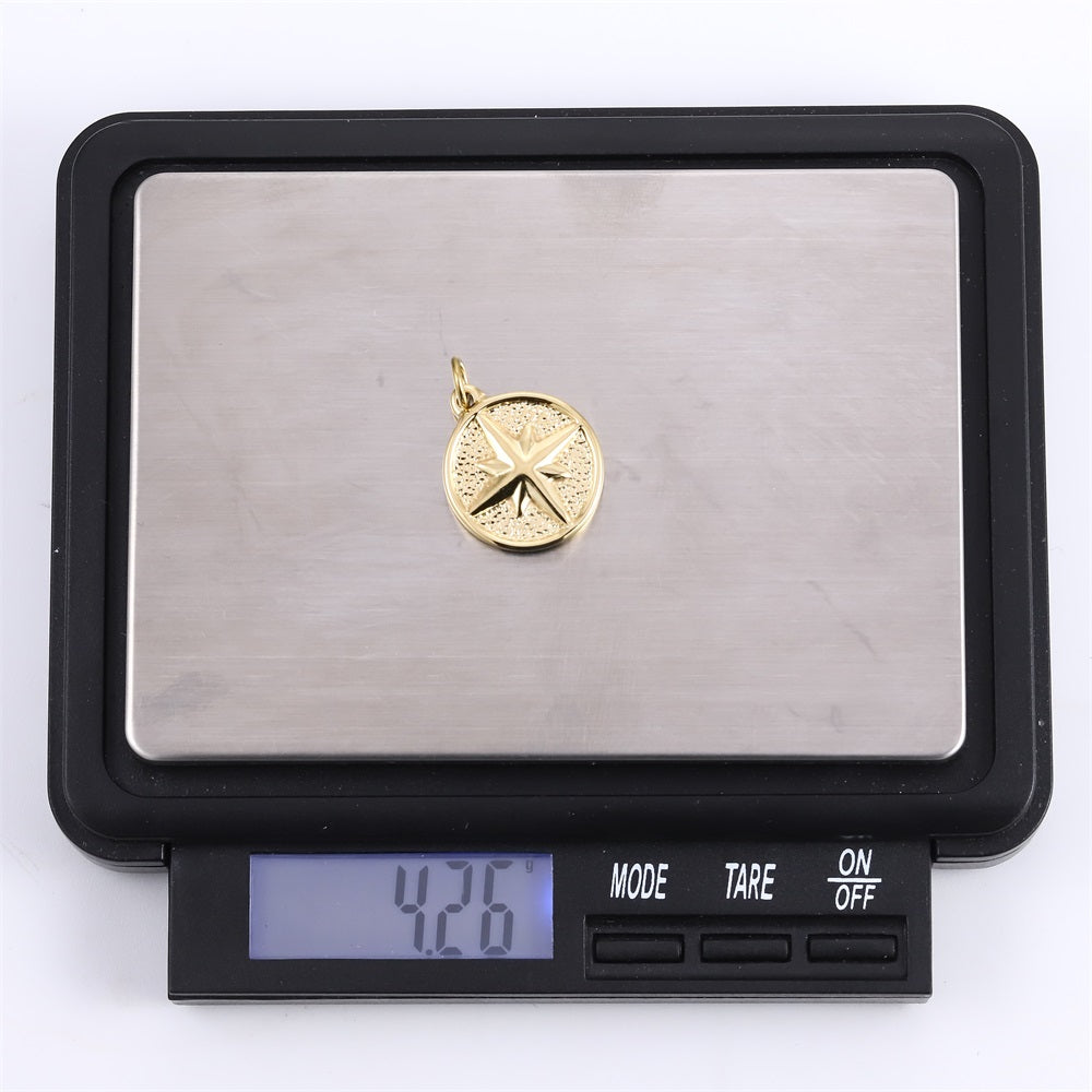 PSS1371 STAINLESS STEEL ROUND PENDANT WITH STAR