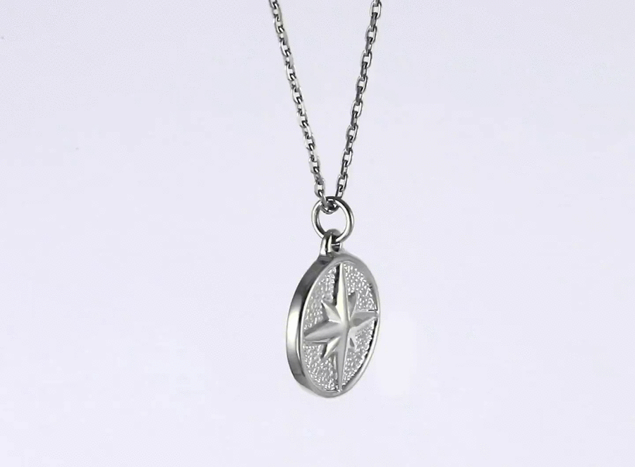 PSS1371 STAINLESS STEEL ROUND PENDANT WITH STAR