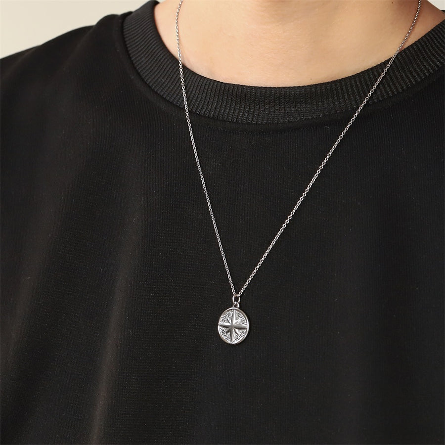 PSS1371 STAINLESS STEEL ROUND PENDANT WITH STAR