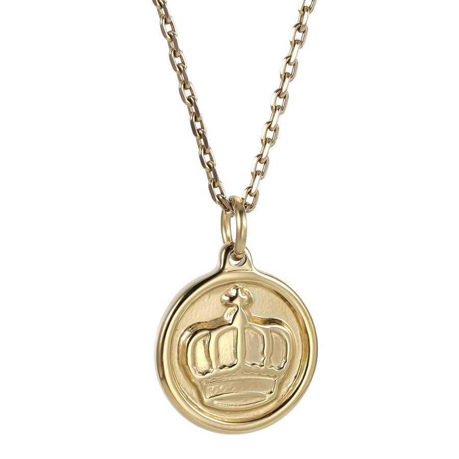PSS1372 STAINLESS STEEL ROUND PENDANT WITH CROWN