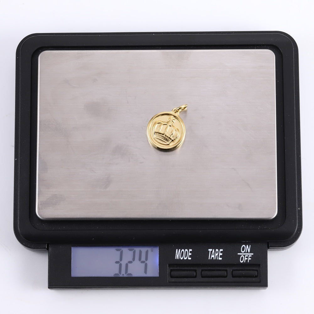 PSS1372 STAINLESS STEEL ROUND PENDANT WITH CROWN