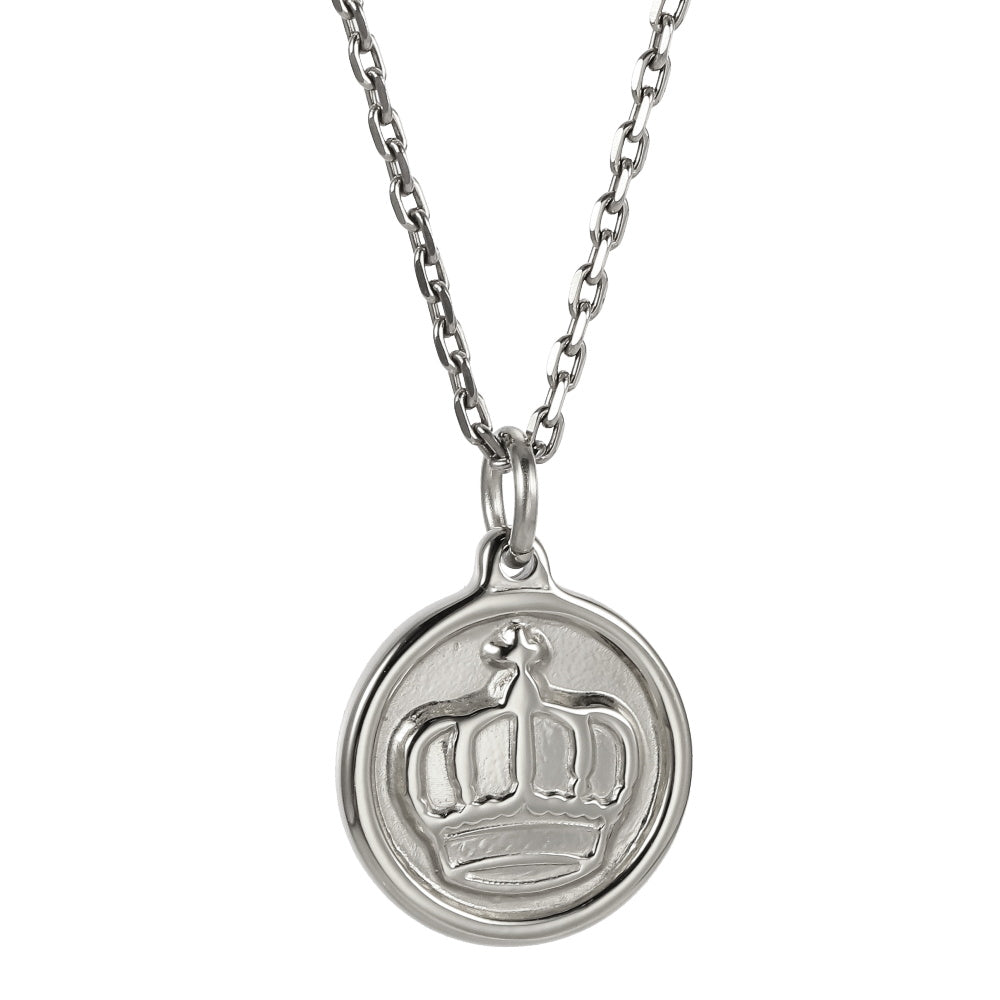 PSS1372 STAINLESS STEEL ROUND PENDANT WITH CROWN