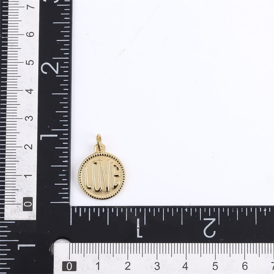 PSS1378 STAINLESS STEEL ROUND PENDANT WITH "LOVE"