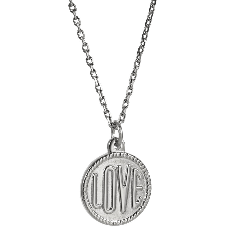 PSS1378 STAINLESS STEEL ROUND PENDANT WITH "LOVE"