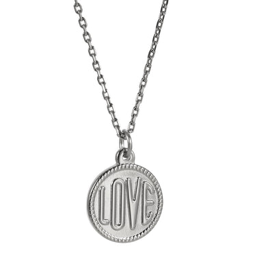 PSS1378 STAINLESS STEEL ROUND PENDANT WITH "LOVE"