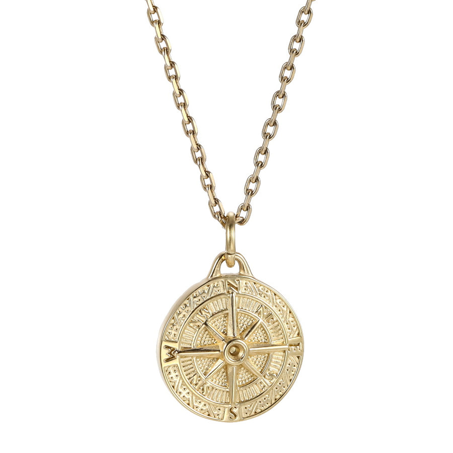 PSS1379 STAINLESS STEEL ROUND COMPASS PENDANT