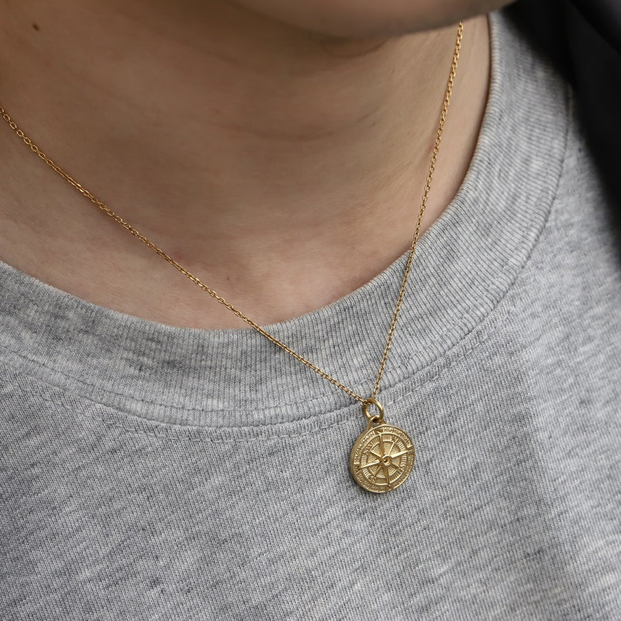 PSS1379 STAINLESS STEEL ROUND COMPASS PENDANT