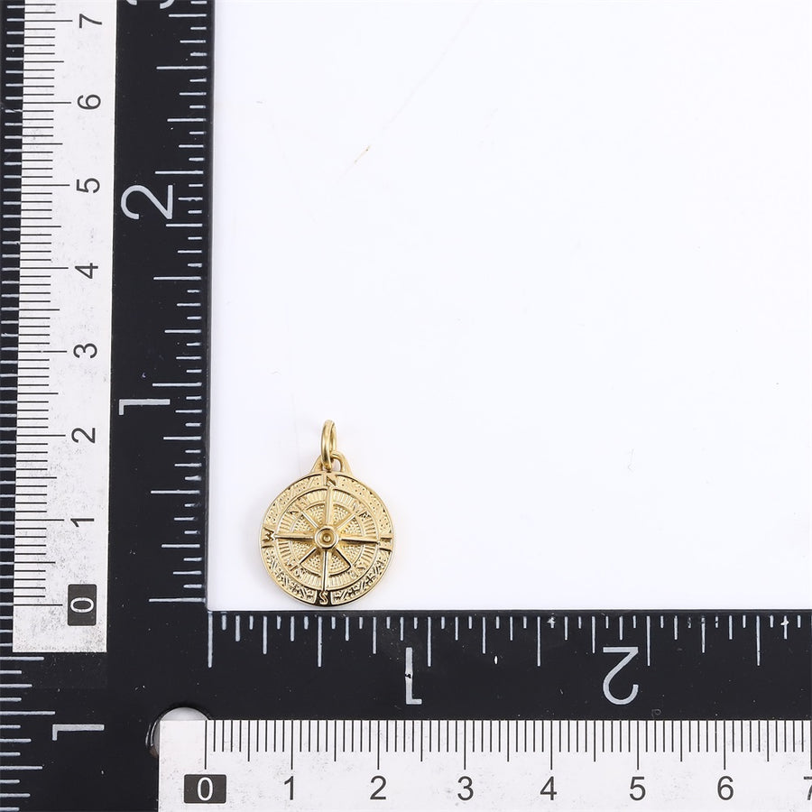PSS1379 STAINLESS STEEL ROUND COMPASS PENDANT