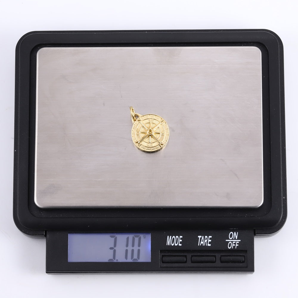 PSS1379 STAINLESS STEEL ROUND COMPASS PENDANT