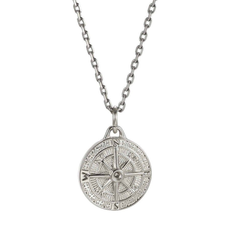 PSS1379 STAINLESS STEEL ROUND COMPASS PENDANT