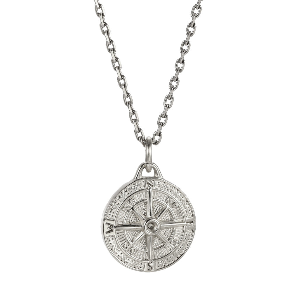 PSS1379 STAINLESS STEEL ROUND COMPASS PENDANT