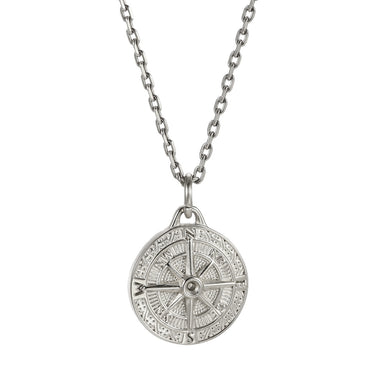 PSS1379 STAINLESS STEEL ROUND COMPASS PENDANT
