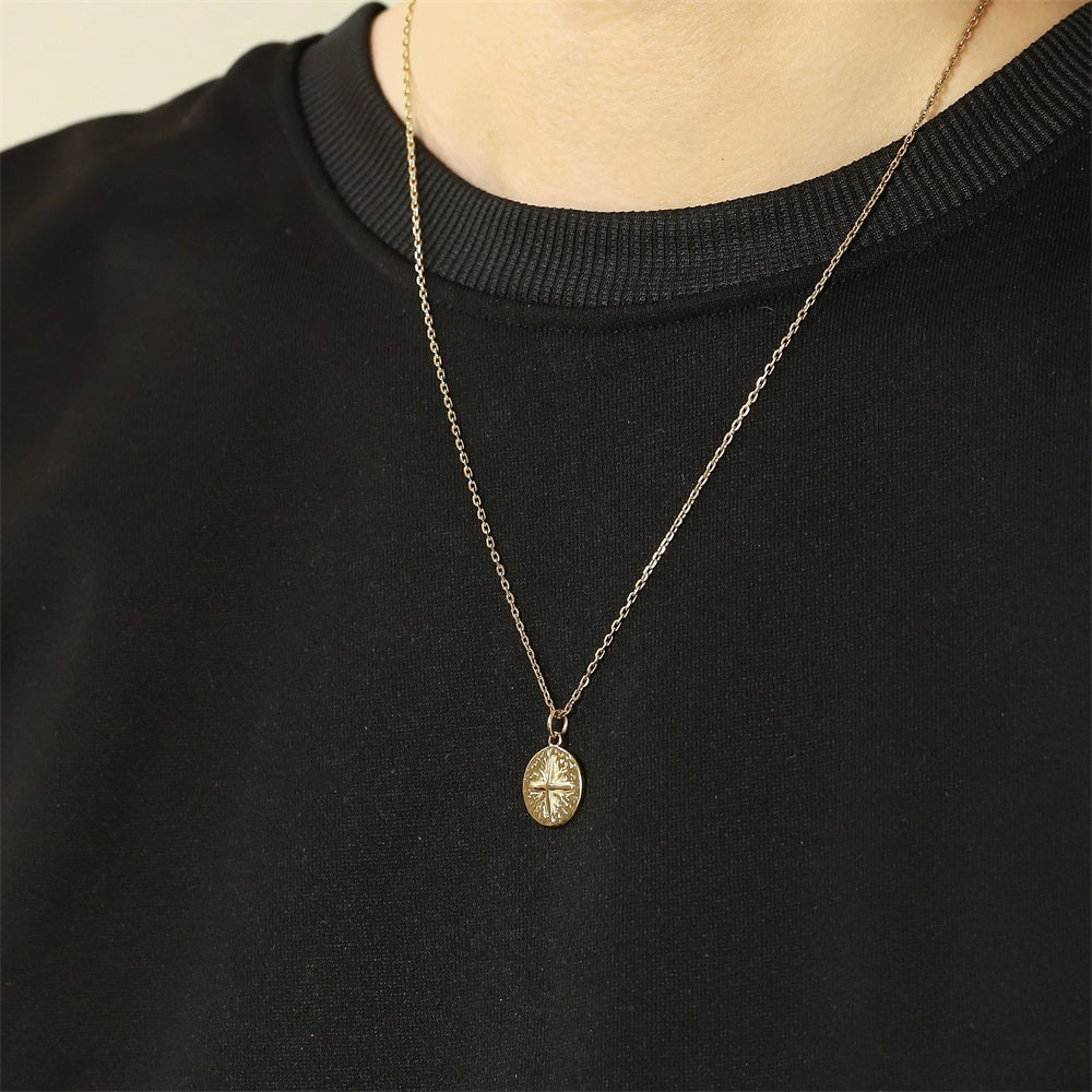 PSS1380 STAINLESS STEEL ROUND PENDANT WITH STAR