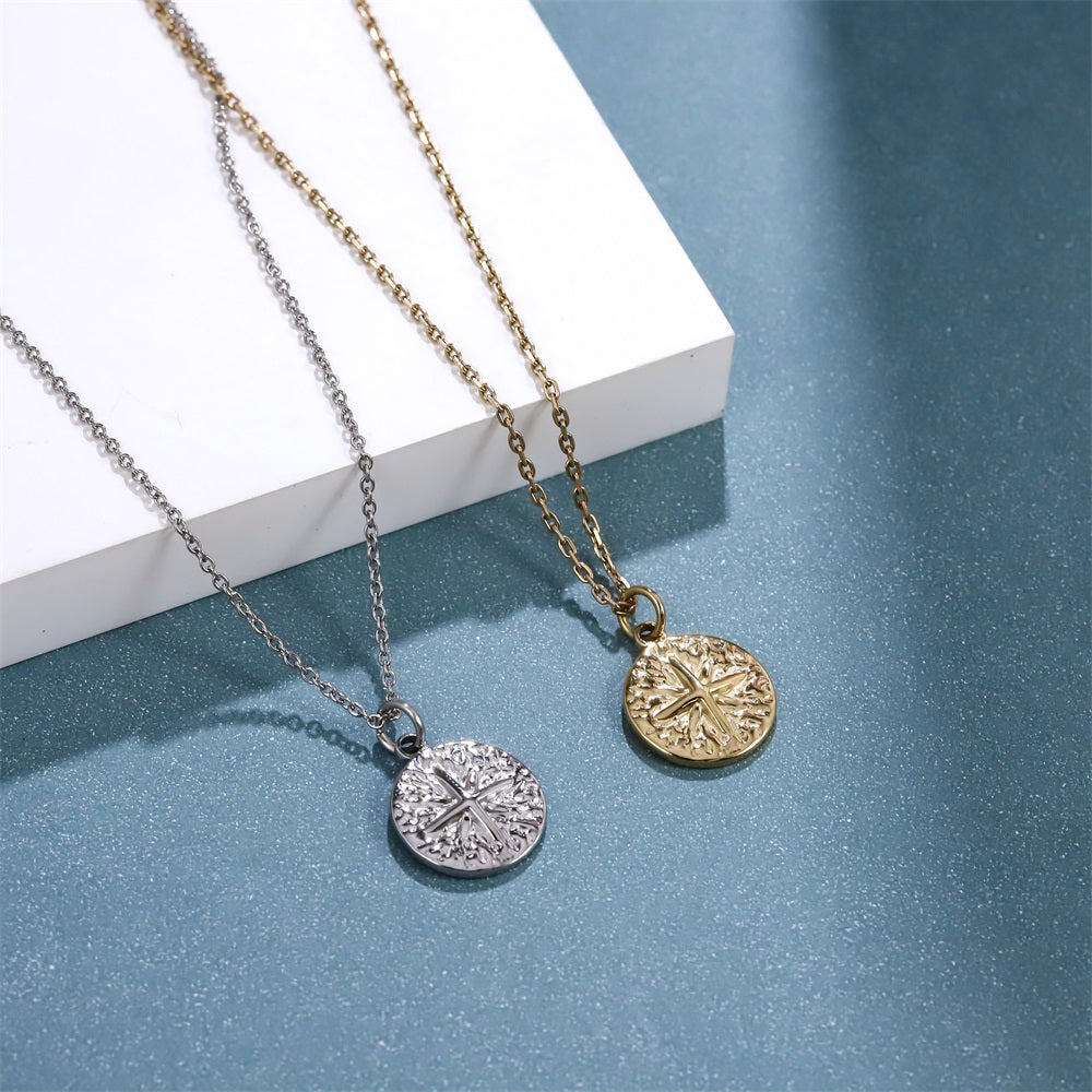PSS1380 STAINLESS STEEL ROUND PENDANT WITH STAR