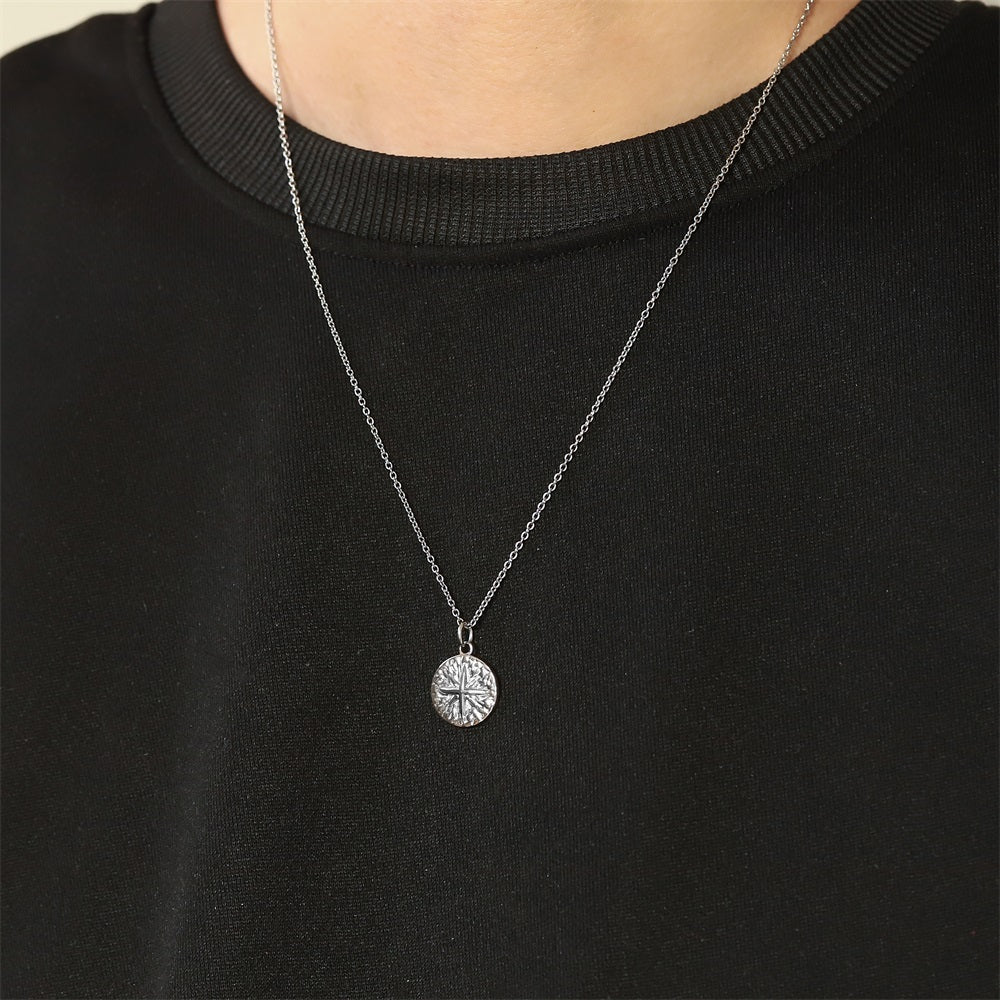 PSS1380 STAINLESS STEEL ROUND PENDANT WITH STAR