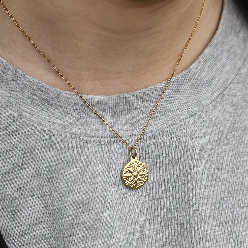 PSS1381 STAINLESS STEEL ROUND PENDANT WITH SUN