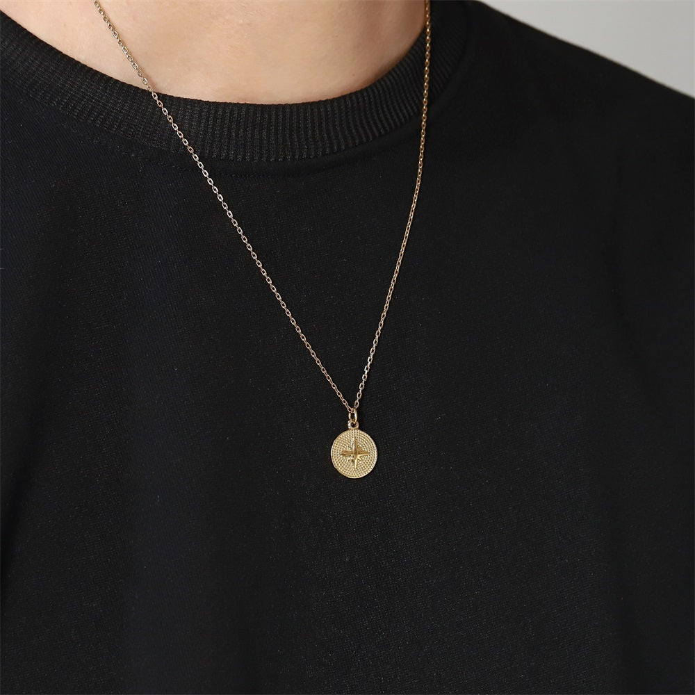 PSS1382 STAINLESS STEEL ROUND PENDANT WITH STAR