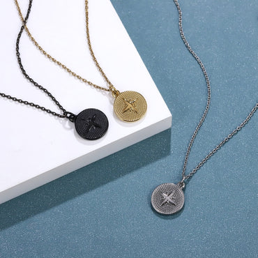PSS1382 STAINLESS STEEL ROUND PENDANT WITH STAR