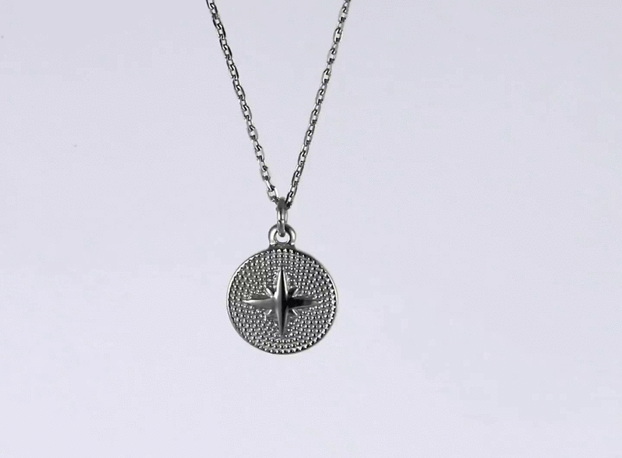 PSS1382 STAINLESS STEEL ROUND PENDANT WITH STAR