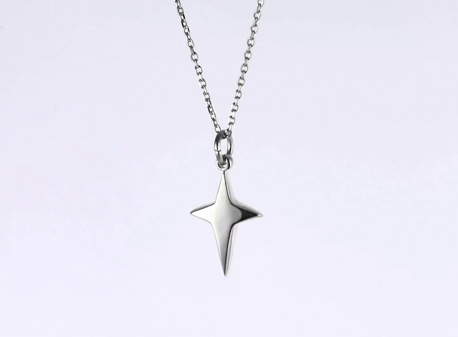 PSS1390 STAINLESS STEEL FOUR-POINT STAR PENDANT