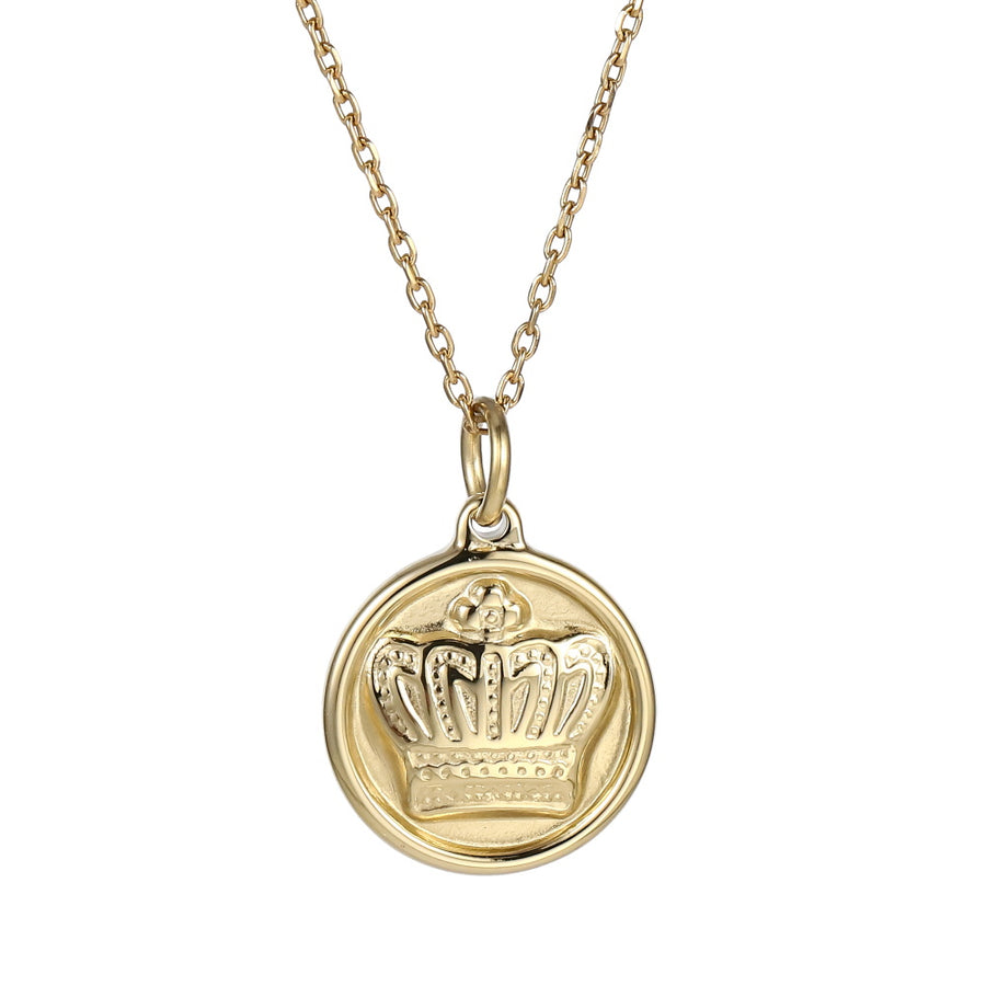 PSS1393 STAINLESS STEEL ROUND PENDANT WITH CROWN