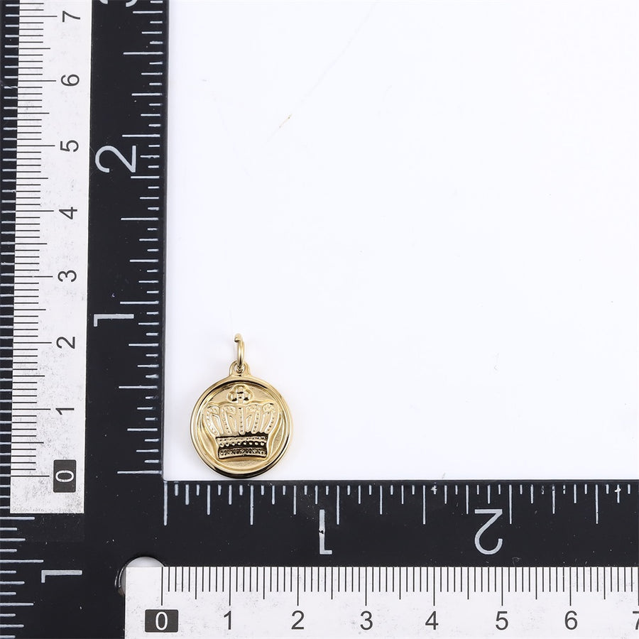 PSS1393 STAINLESS STEEL ROUND PENDANT WITH CROWN