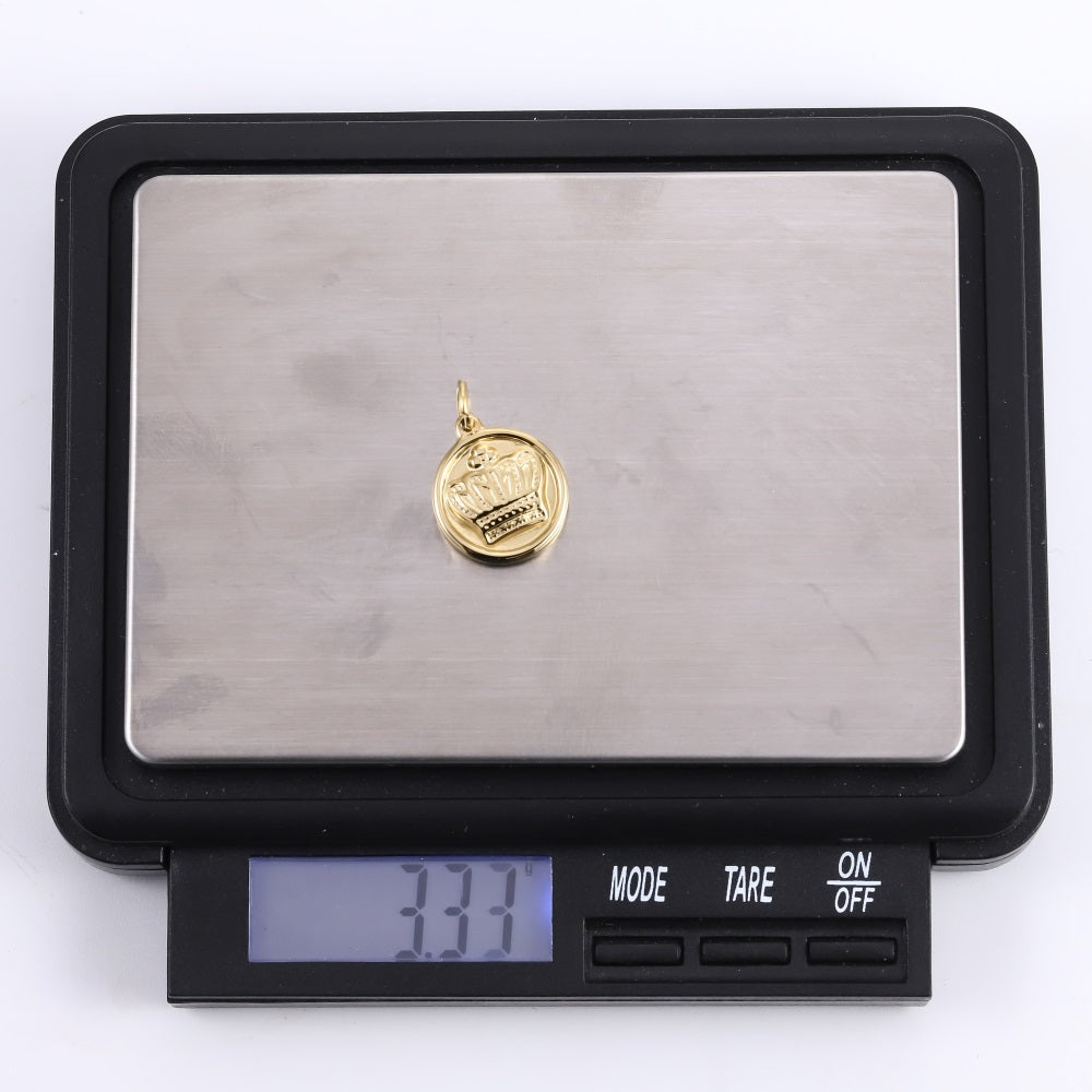 PSS1393 STAINLESS STEEL ROUND PENDANT WITH CROWN