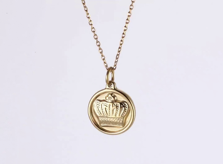 PSS1393 STAINLESS STEEL ROUND PENDANT WITH CROWN