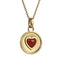 PSS1394 STAINLESS STEEL ROUND PENDANT WITH HEART NATURAL RED STONE