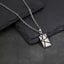 PSS1397  STAINLESS STEEL RECTANGLE PENDANT WITH ROCK DESIGN