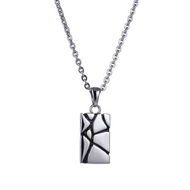 PSS1397  STAINLESS STEEL RECTANGLE PENDANT WITH ROCK DESIGN