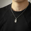 PSS1397  STAINLESS STEEL RECTANGLE PENDANT WITH ROCK DESIGN