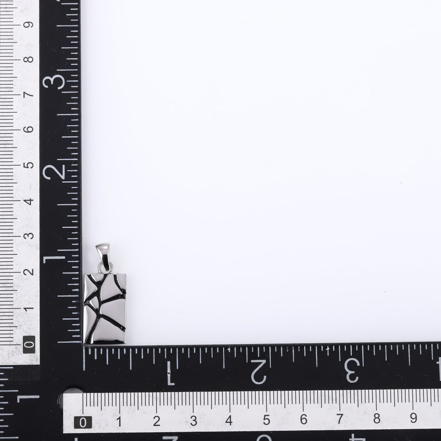 PSS1397  STAINLESS STEEL RECTANGLE PENDANT WITH ROCK DESIGN