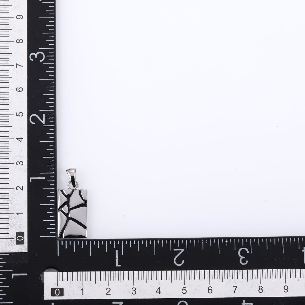 PSS1397  STAINLESS STEEL RECTANGLE PENDANT WITH ROCK DESIGN