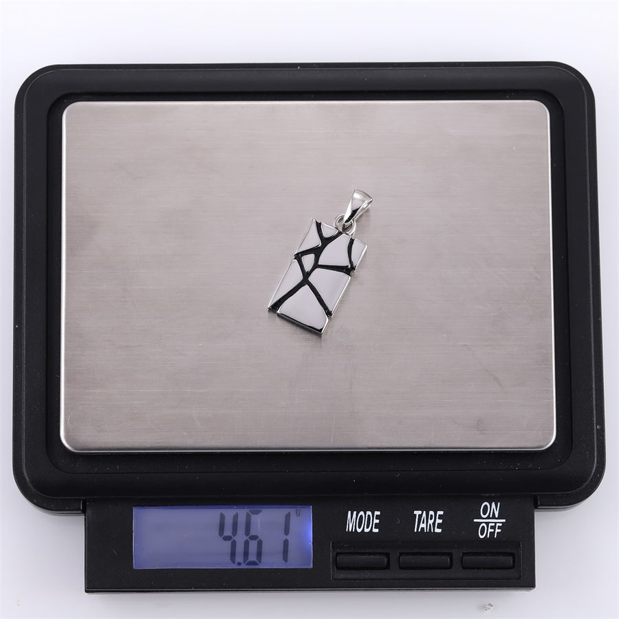 PSS1397  STAINLESS STEEL RECTANGLE PENDANT WITH ROCK DESIGN