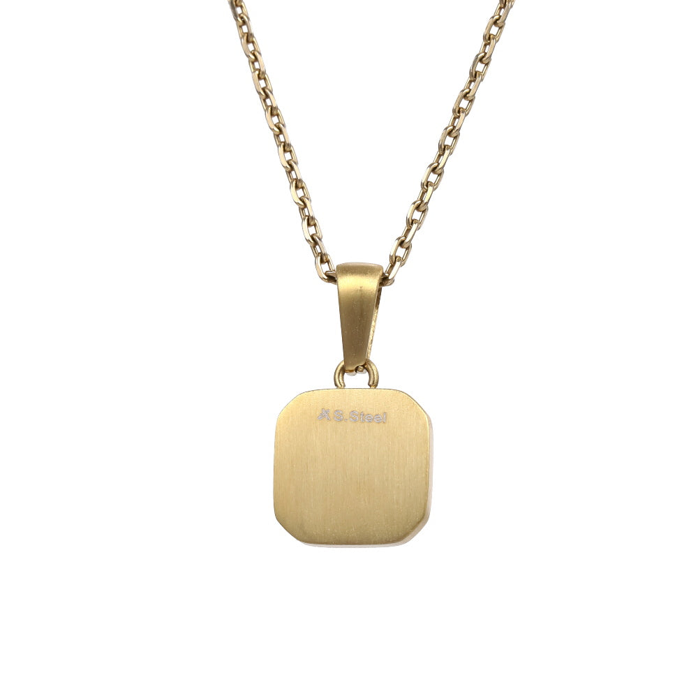 PSS1409 STAINLESS STEEL TWO-TONE SQUARE PENDANT