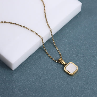 PSS1409 STAINLESS STEEL TWO-TONE SQUARE PENDANT