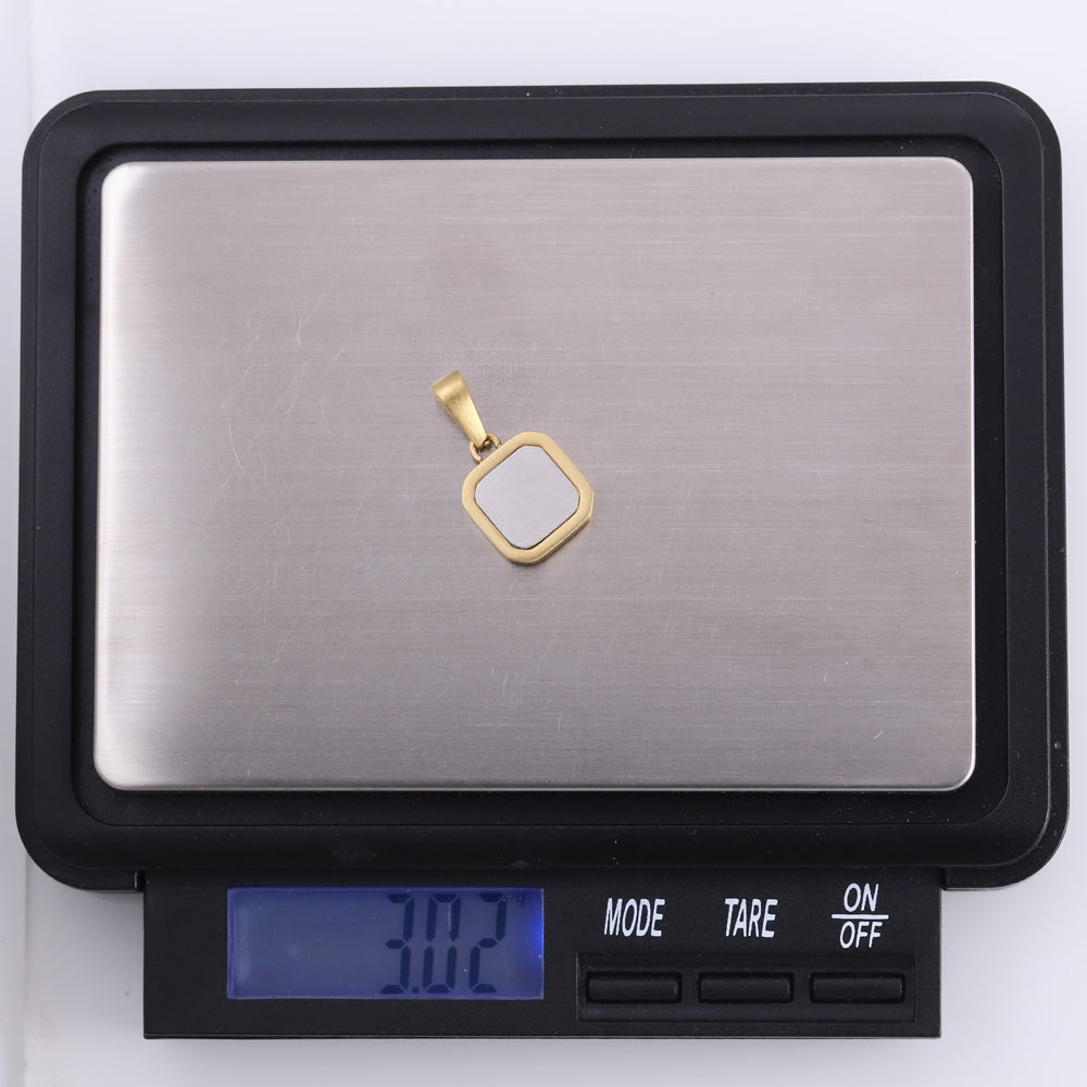 PSS1409 STAINLESS STEEL TWO-TONE SQUARE PENDANT