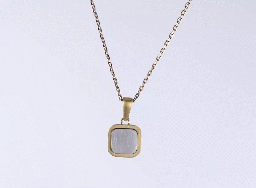 PSS1409 STAINLESS STEEL TWO-TONE SQUARE PENDANT