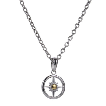 PSS1416 STAINLESS STEEL TWO-TONE ROUND PENDANT