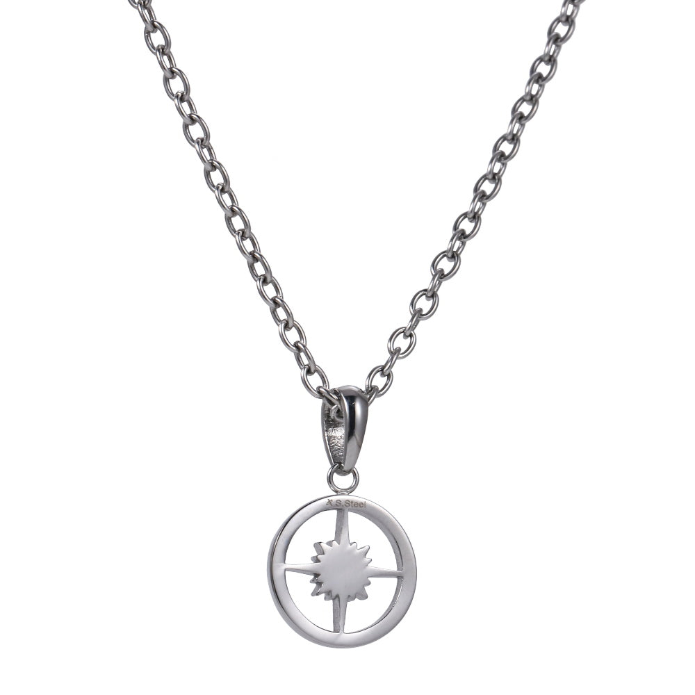 PSS1416 STAINLESS STEEL TWO-TONE ROUND PENDANT