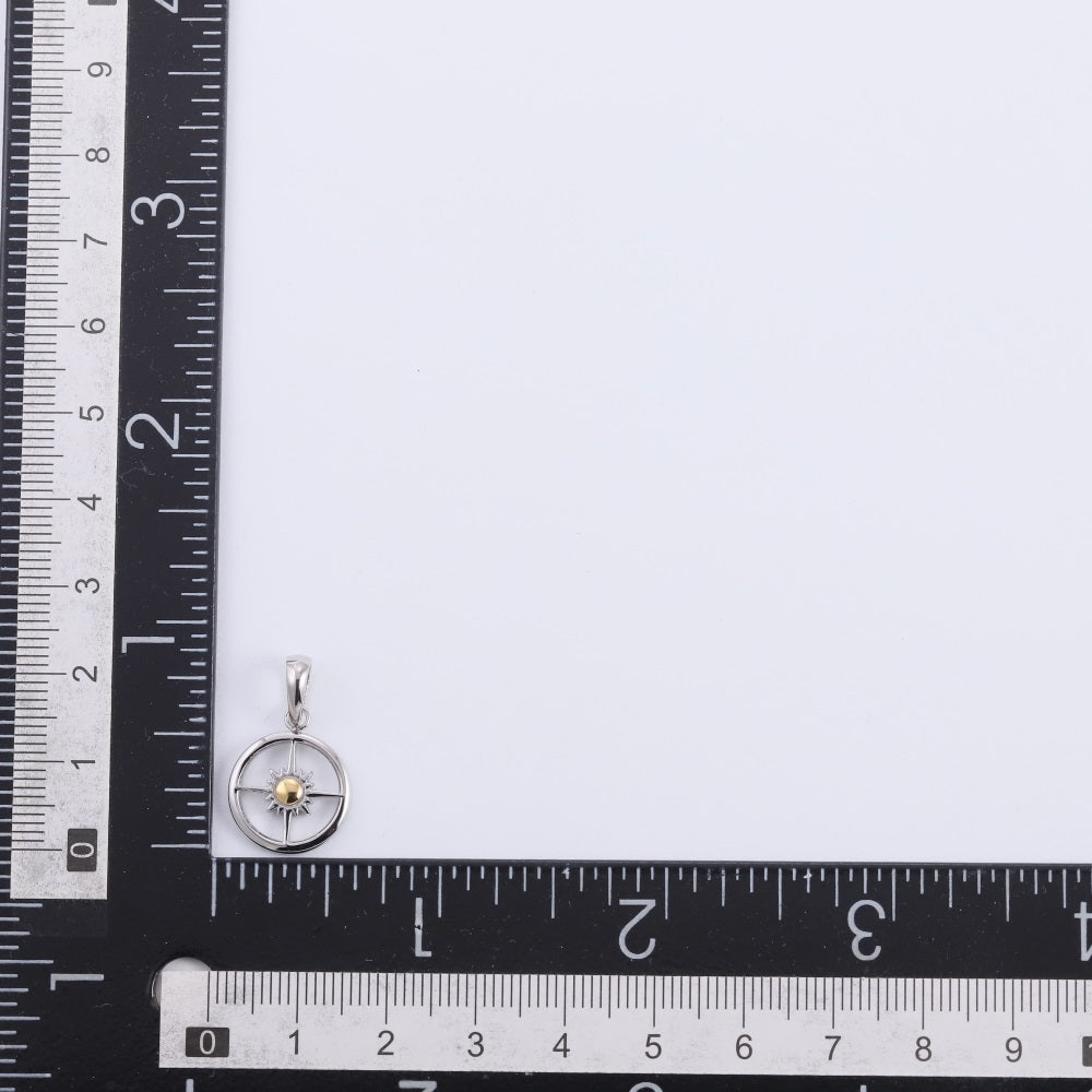 PSS1416 STAINLESS STEEL TWO-TONE ROUND PENDANT