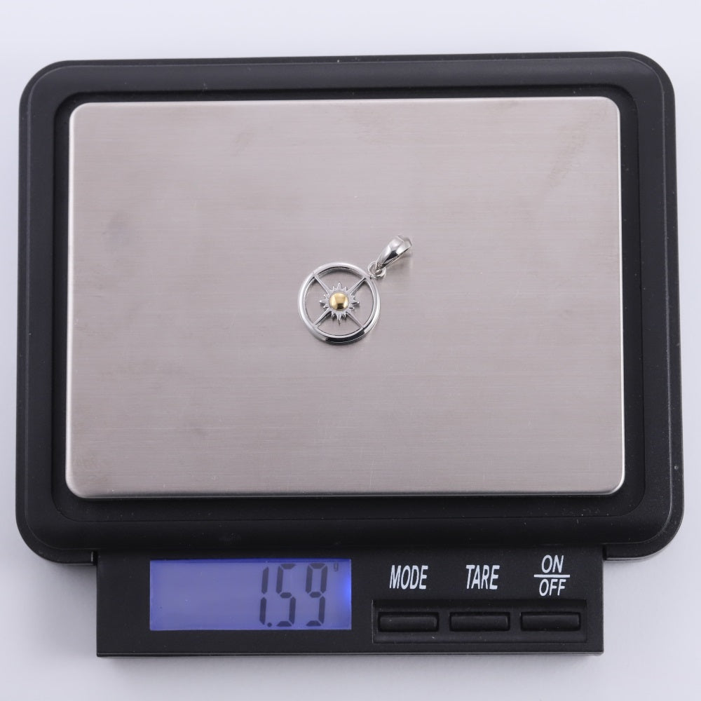 PSS1416 STAINLESS STEEL TWO-TONE ROUND PENDANT