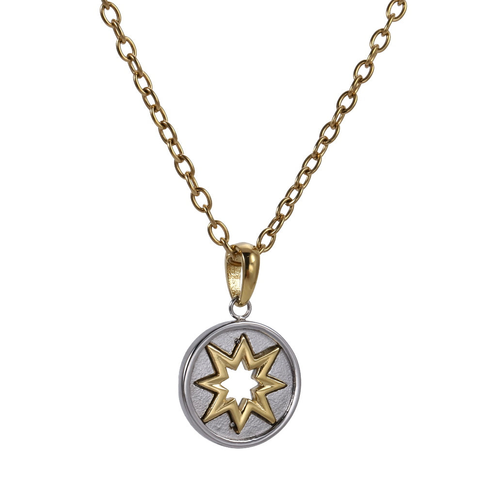 PSS1417 STAINLESS STEEL TWO-TONE ROUND PENDANT