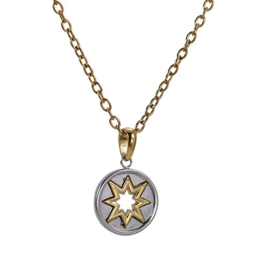 PSS1417 STAINLESS STEEL TWO-TONE ROUND PENDANT