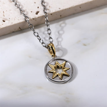 PSS1417 STAINLESS STEEL TWO-TONE ROUND PENDANT