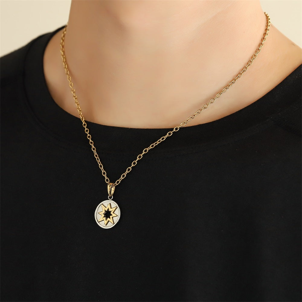 PSS1417 STAINLESS STEEL TWO-TONE ROUND PENDANT