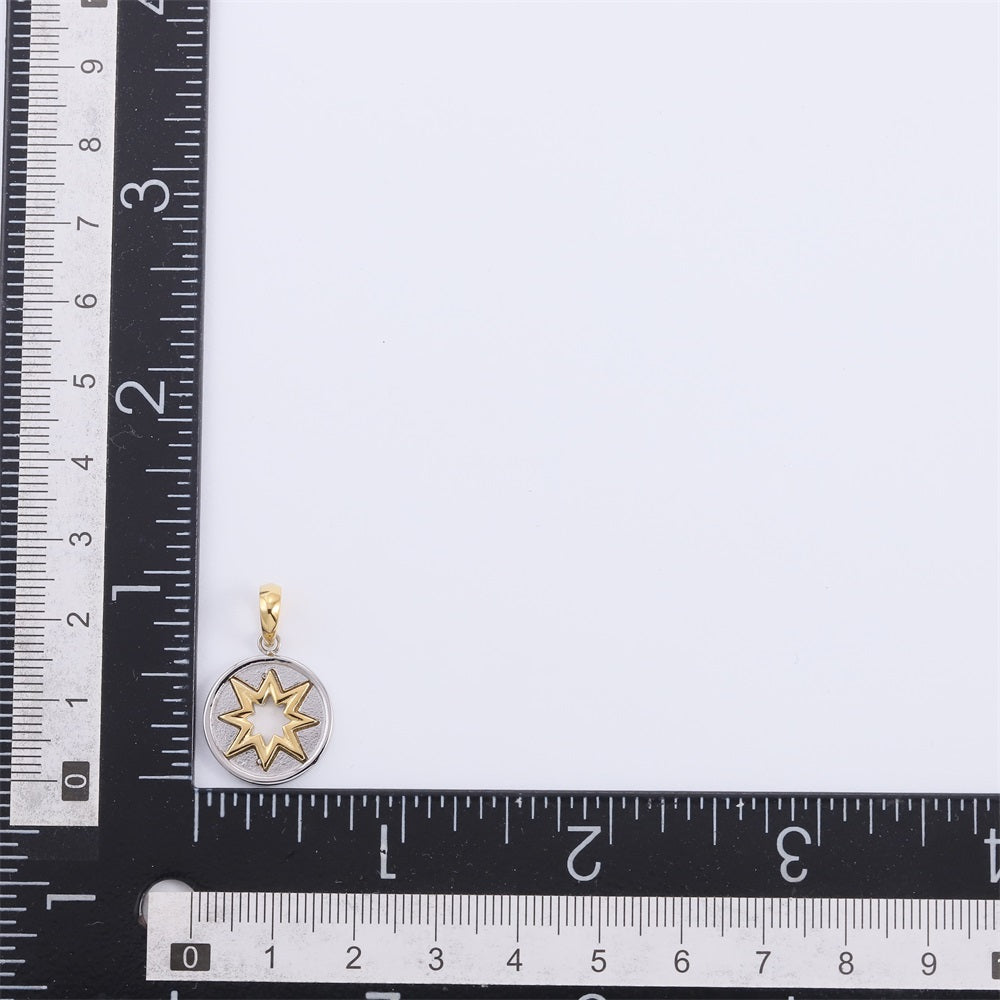 PSS1417 STAINLESS STEEL TWO-TONE ROUND PENDANT