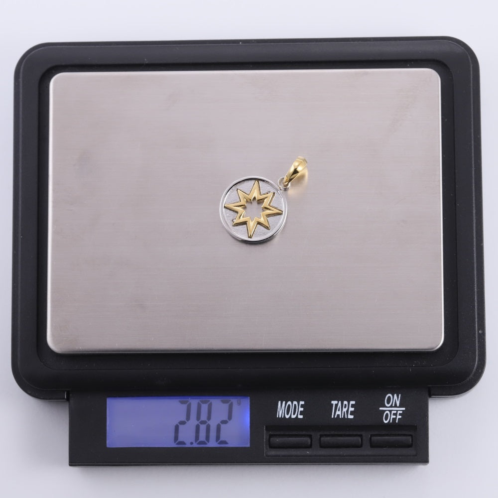 PSS1417 STAINLESS STEEL TWO-TONE ROUND PENDANT