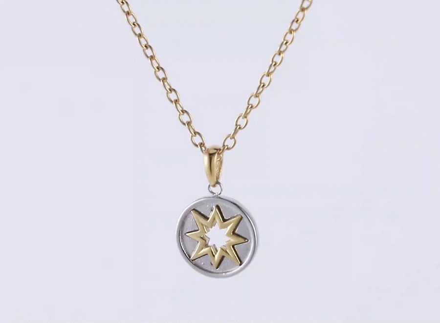 PSS1417 STAINLESS STEEL TWO-TONE ROUND PENDANT